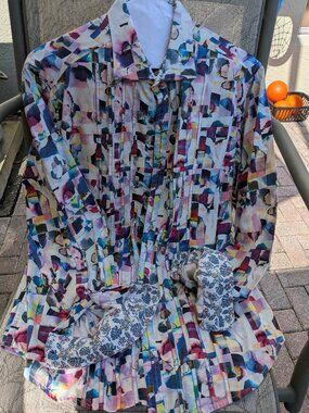 Robert Graham Abstract Long Sleeve Button Down Shirt Sz XL